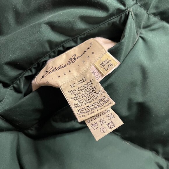 Eddie Bauer Vintage Puffer Reversible Jacket Vest Goose Down Green Men's Large - Picture 3 of 8